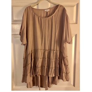 Chic Soul hi-lo tiered tunic, 1x, taupe